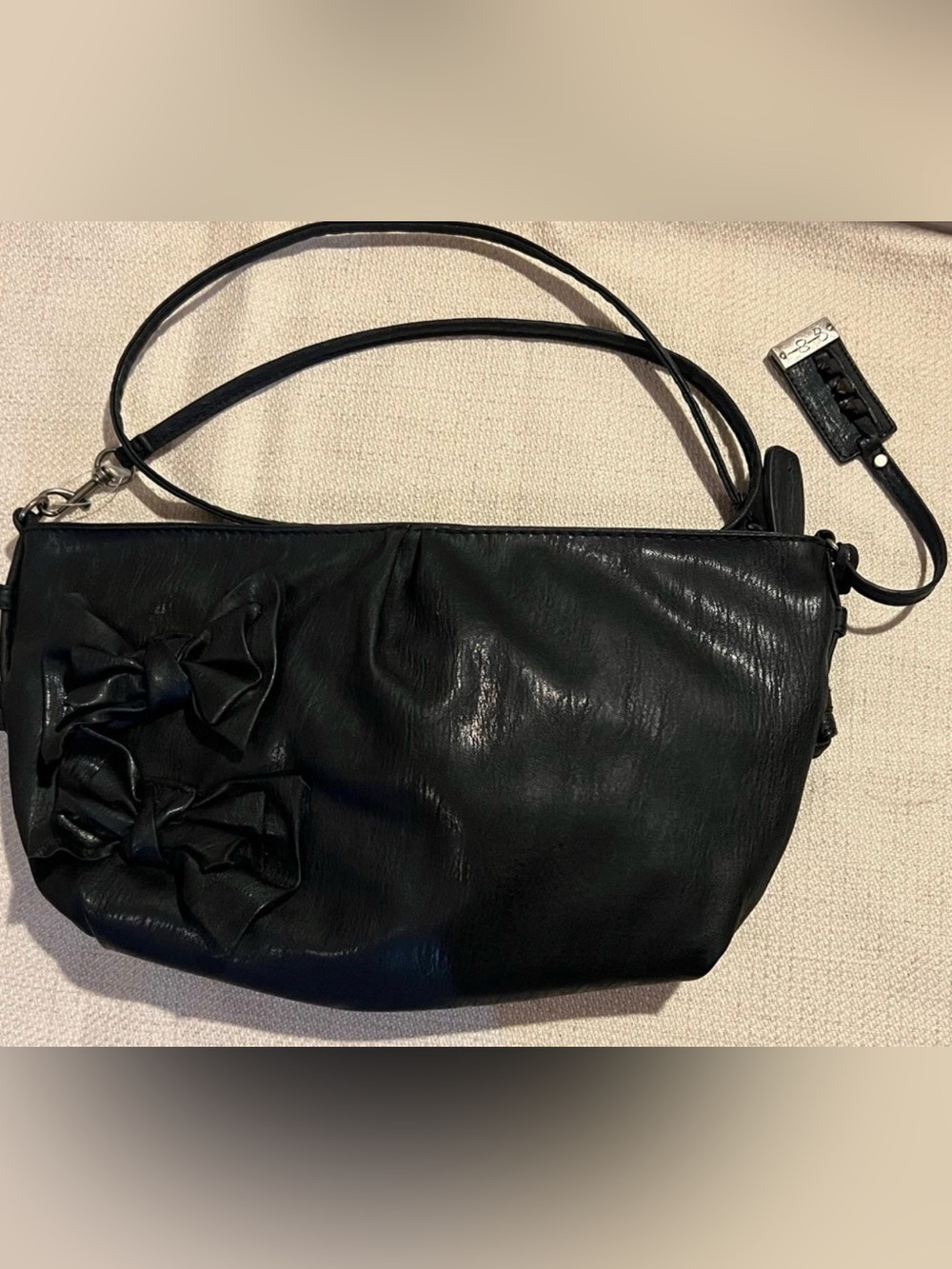 Jessica Simpson Black Shoulder Bag with Bow Accent